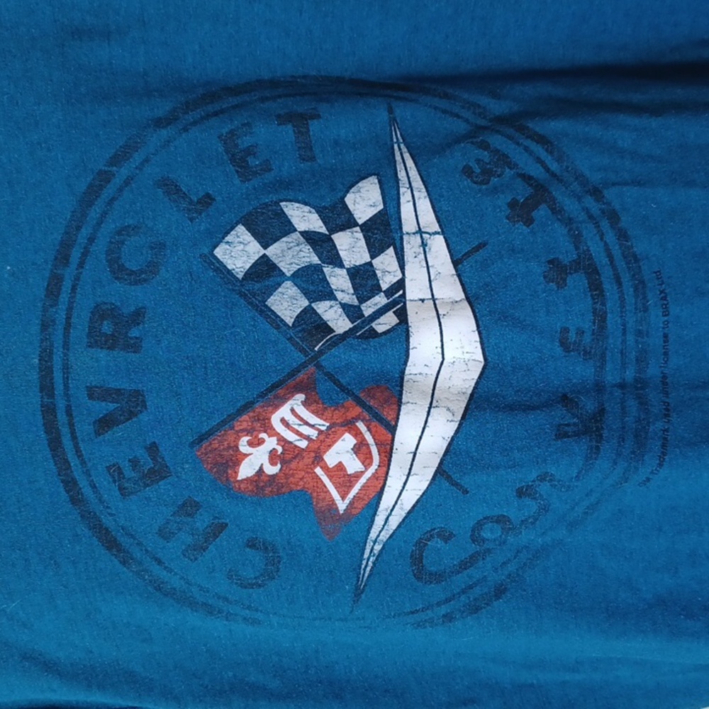3/$25 SALE Chevy Corvette T-Shirt Short Sleeve Crew Neck Blue Men's Size M